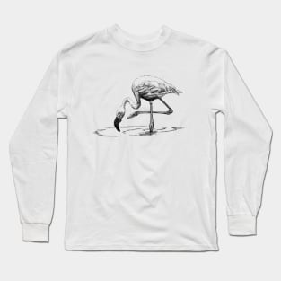 Flamingo Ink Drawing Long Sleeve T-Shirt